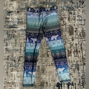TEREZ - Blues Hues Fair Isle Leggings Tights Winter Polar Bear M